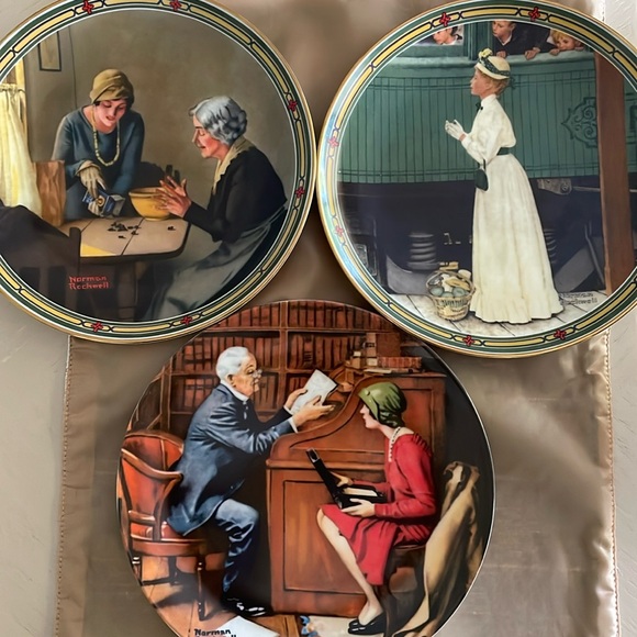 3 Vintage- gently loved Norman Rockwell collectors plates, 8.5 inches, no boxes - Picture 1 of 12